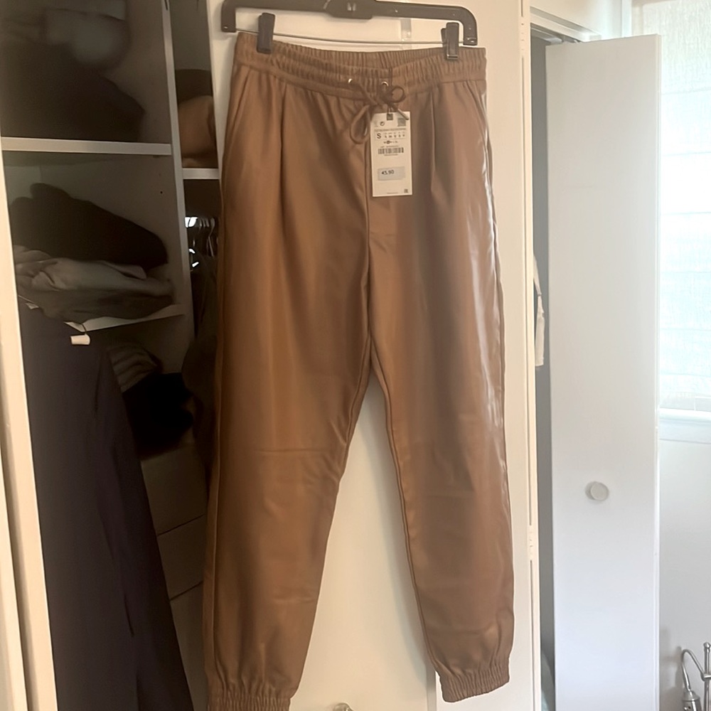 Brand new, tags attached leather joggers, Zara size small, never worn
